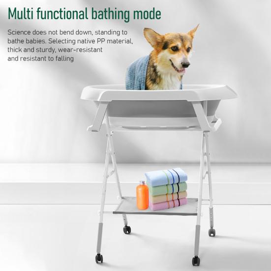 2 in 1 Hunde-Badewanne Hundewaschstation Faltbare Haustier-Badewanne zum Baden und Pflegen Zusammenklappbare Tragbare Dusch-Badewanne für Kleine Hunde Katzen Haustier