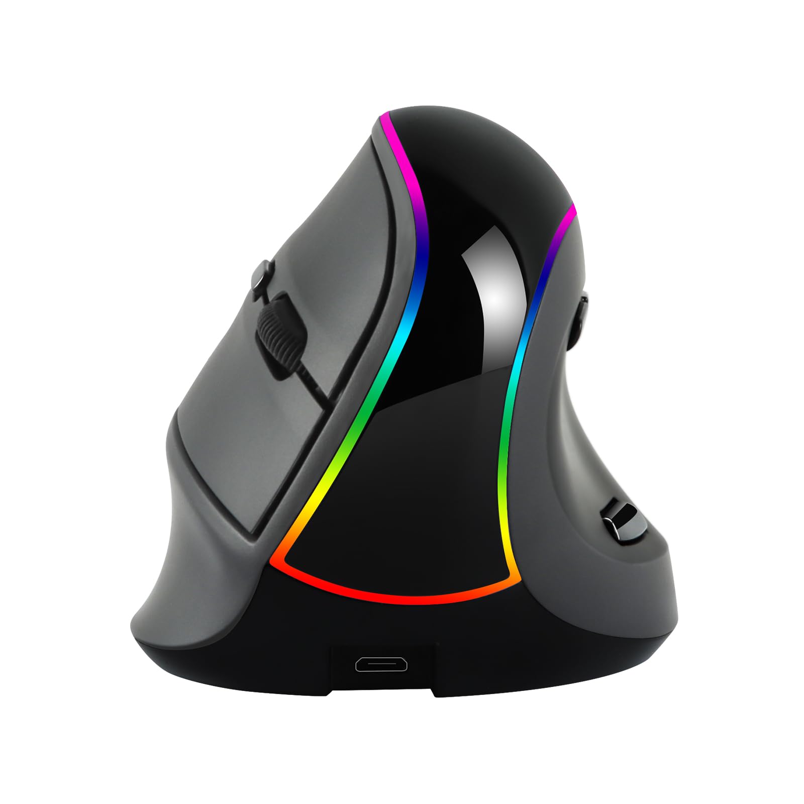 

USB Wireless Vertical Optical Gaming RGB Detachable Wrist Compatible with Black 2.4Ghz 7-Button Mouse, Rechargeable, Lighting, Ergonomic, чорний