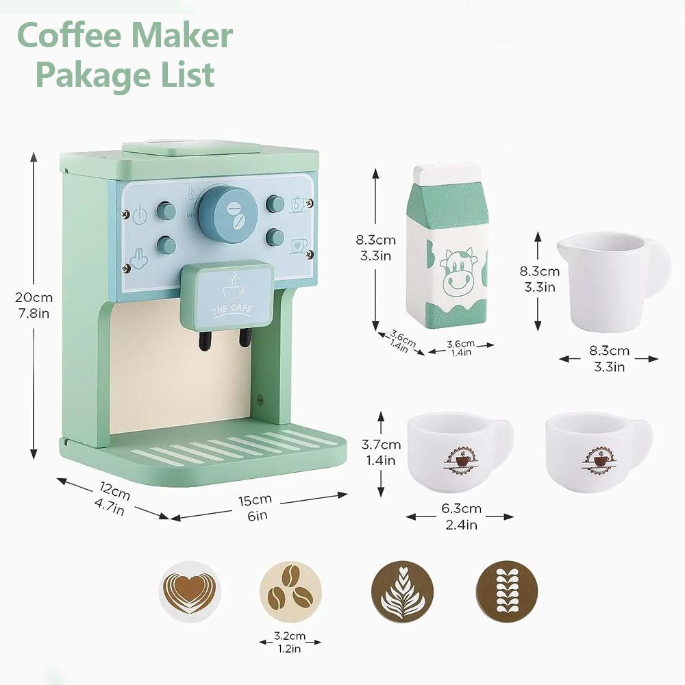 Simulated Coffee Machine & Pretend Cookie Maker Set Wooden Toys for Playing House Kitchen Fun Toys Children's Role Playing