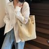 Canvas Bag Solid Color Large Capacity Student Handbag Women's Shoulder Bag Underarm Bag