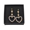 Women Cute Sweet Loving Heart Shape Long Style Pearl Earrings