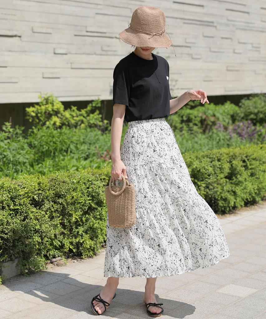 Ppaeppae Waistband Flower Tiered Long Skirt