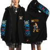 Sweat à capuche zippé One Piece Nami Bar Drink Logo Chapeau de Paille Imprimé Dos Nami Assise au Bar avec Boisson Pose Surdimensionné Fan d'Anime Fermeture Éclair