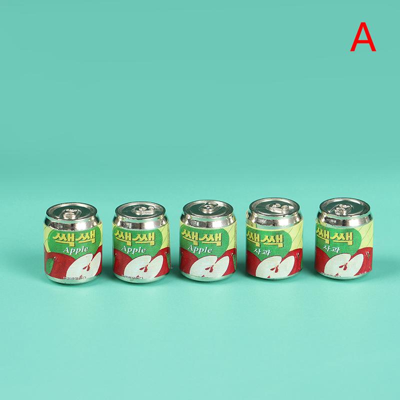5Pc 1/12 Cute Miniature Doll House Fruit Drink Can Bottle Food Accessories