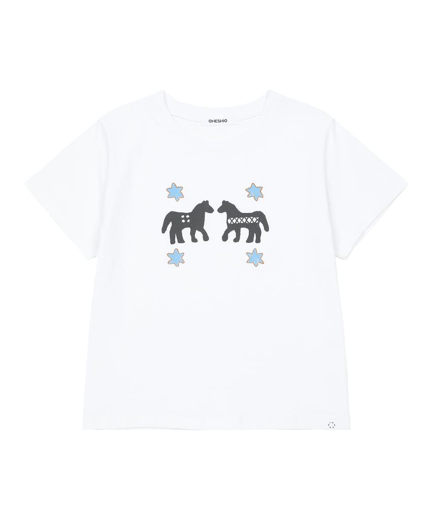 Ohesio Twin Pony Crop T-Shirt, White