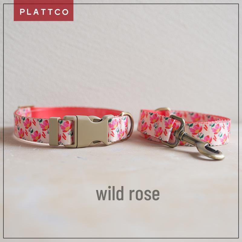 PLATTCO Pink Rose Dog Collar & Durable Leash Set Fashionable & High Quality (PDC346) XS