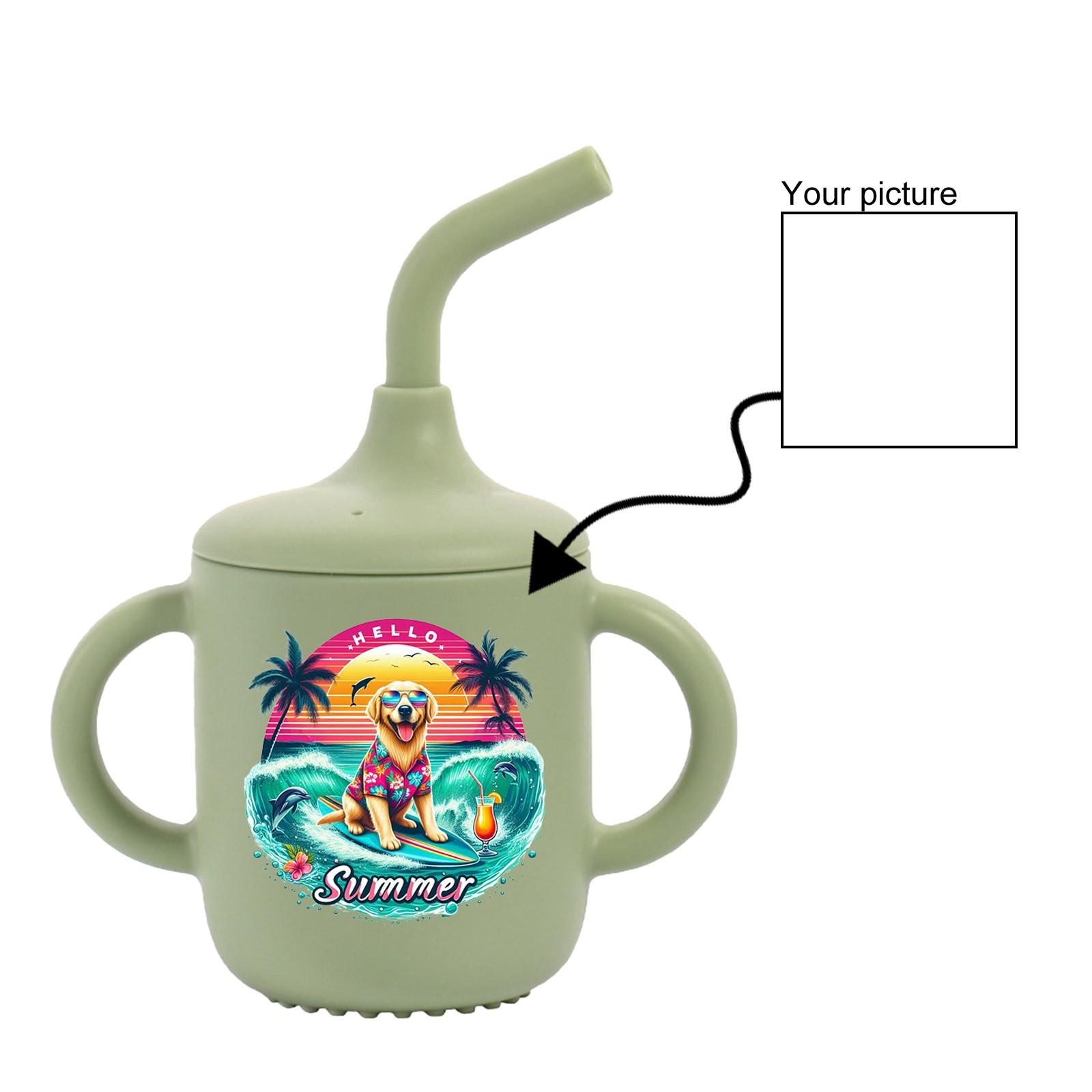 Personalized Sticker Silicone Baby Drinking Cup Learning Drinking Cup