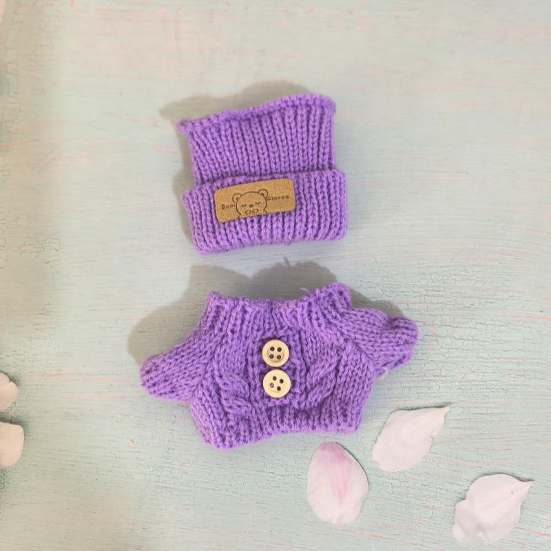 Labubu Pendant & Teddy Bear Hat Set: First Gen & Second Gen Knitted Sweater Blind Box Doll Outfit