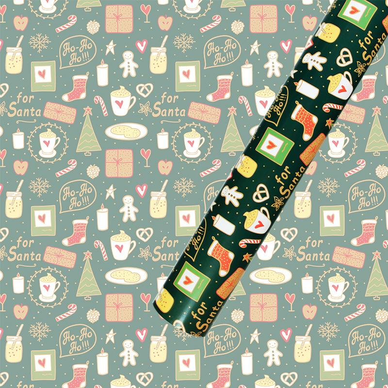 50*70cm Christmas Gift Wrapping Paper Gingerbread Merry Christmas Xmas Tree Pattern Flower Bouquet Packaging Decoration Paper