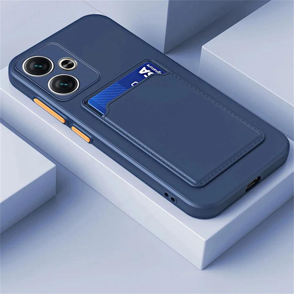 Silicone Card Wallet Case for Xiaomi Redmi 13 4G 13C 12C 12 10C 10A 9C 9A Soft Shockproof Card Slot Soft Bumper Back Full Protection Cover