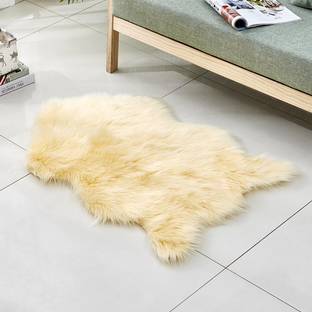 Soft Imitation Wool Bedside Rug Fluffy Shaggy Floor Protection Long Plush Rug Washable Home Decor Bedroom Carpet Bedroom