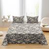 Kuup Bequemes Atmungsaktives Bettwäscheset Queen King Size Blumenmuster Flockierung Bettbezug Bettlaken Kissenbezug Bettwäscheset