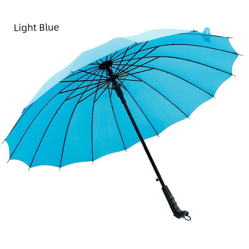 16-Rib Solid Color Straight Umbrella, Dual-Purpose for Sun and Rain, Golf Umbrella, Business Long-Handle Umbrella, Promotional Umbrella, Can Add Logo