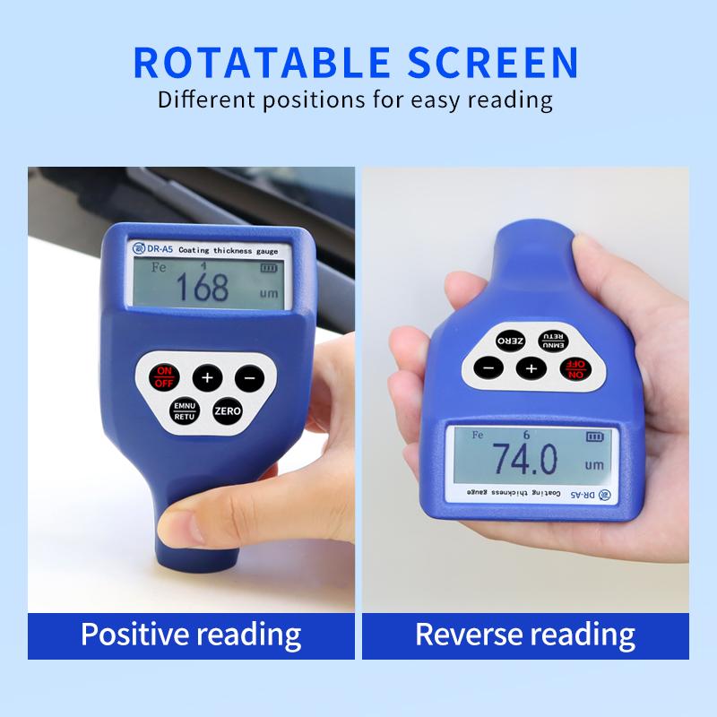 DONGRU DR-A5 High-Digital Auto Car Paint Thickness Gauge with (2%H+1.5) Accuracy Plastic Material Coating Thickness Tester