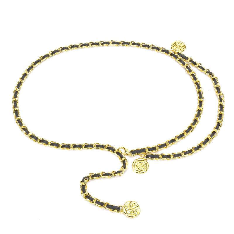 

Xiaoxiangfeng Носит Кожаную Плетеную Поясную Цепочку Многослойную Подвеску с Юбкой Простой Тонкий Пояс Аксессуары