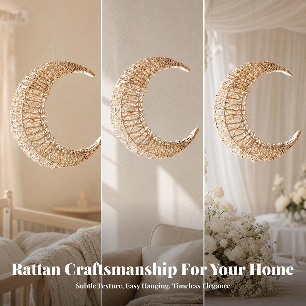Crescent Moon Hanging Decoration Boho Wall Decor Rustic for Babies, Kids