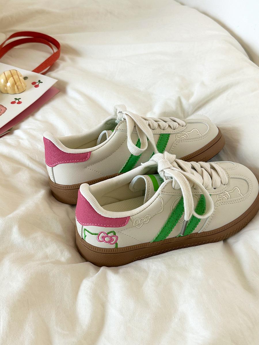 

Niche guava color hello kitty shoes cute little white shoes schoolgirl summer versatile board shoes 35 рожевий зелений колір