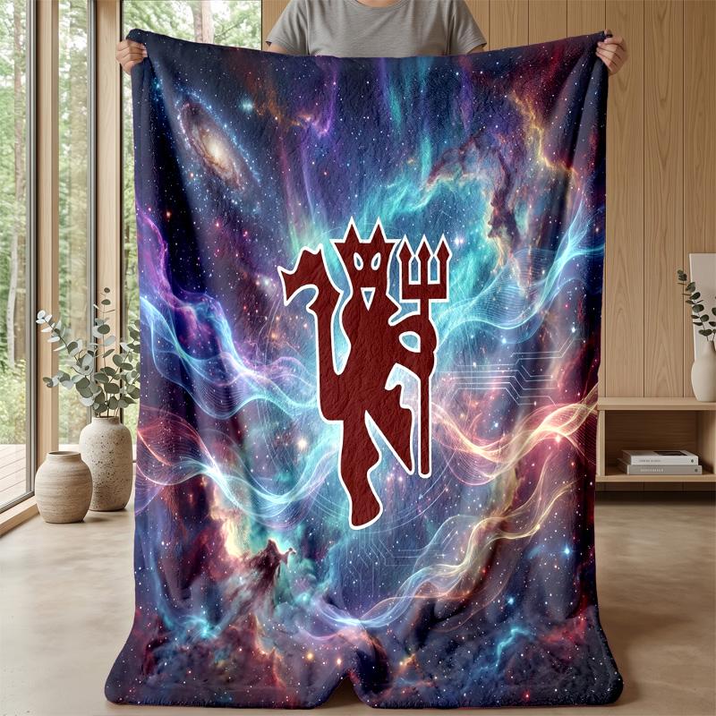 Manchester United Theme Blanket Soft Flannel Blanket Plush Throw Blanket Cozy Sofa Bed Blanket for Home Decor
