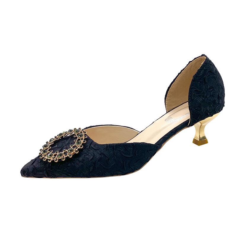 New Classic Style Crystal High Heels Women's French Stiletto Low-Cut Women's Shoes