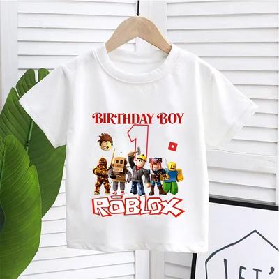 Neue Roblox Kinder T-Shirts Cartoon Geburtstag Zahl Grafik T-Shirts Jungen Mädchen Freizeit Kurzarm Oberteile Sommer Kinderkleidung