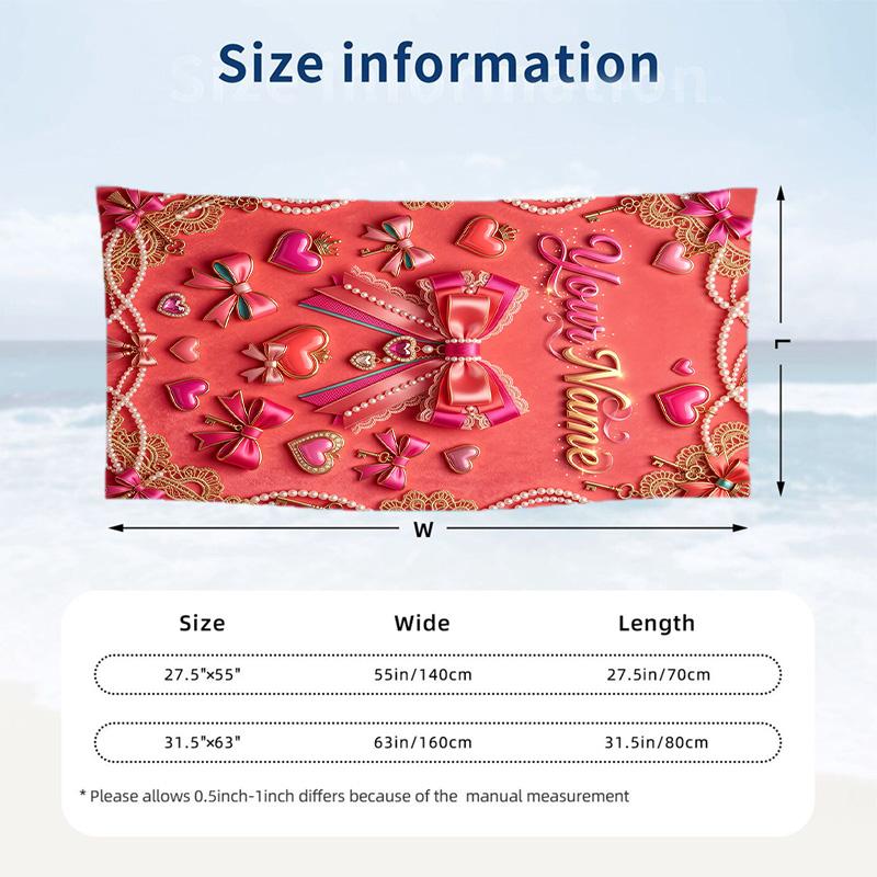 Decorative Artwork Theme Beach Towel Personalized Custom Name & Text Soft Quick Dry Beach Towel for Swimming Travel