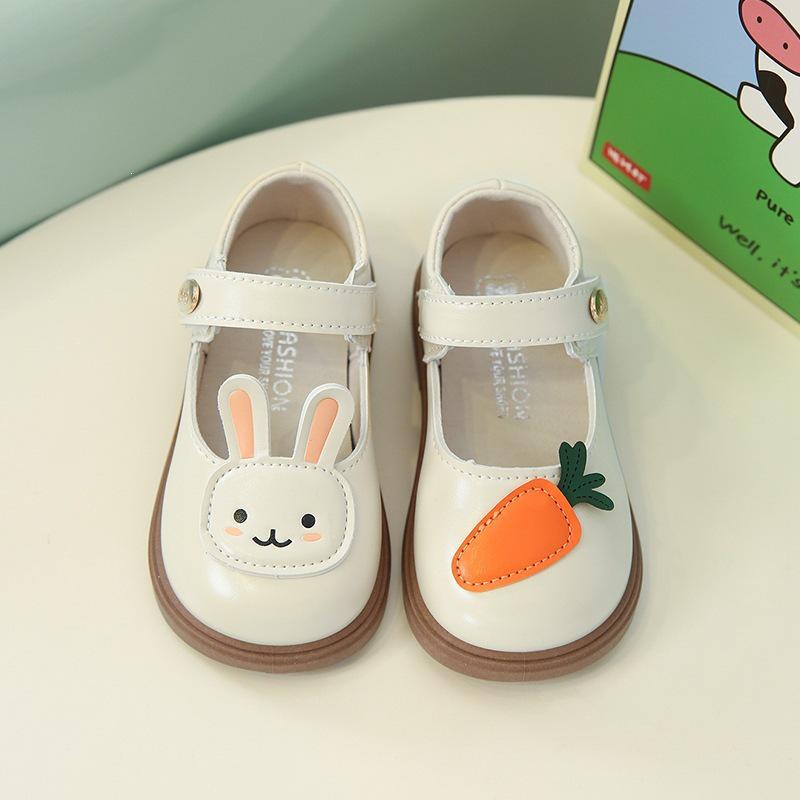 Spring 2026 Girls Korean Style Princess Shoes - Cute Rabbit Carrot Round Toe, Soft Sole Leather Children s Shoes Size 20-25, 48 pairs