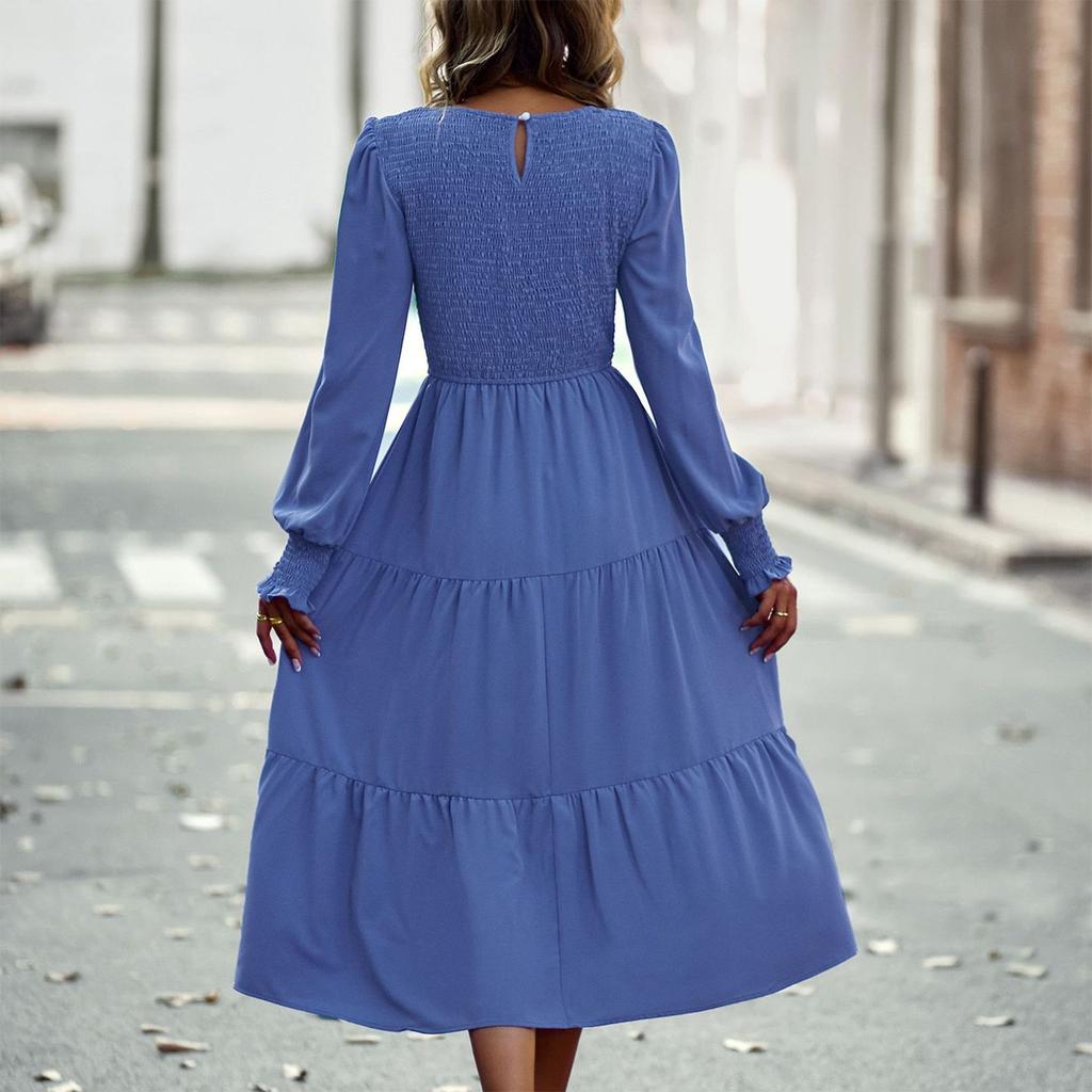 Women's Casual Fashion Sexy Slim Fit Long Sleeve Mid Length With Waist Closed Dress