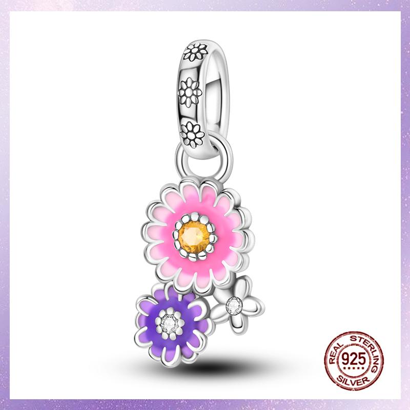 Purple Charms Copper Fit Original Pendant Bracelet Butterfly Glass Heart Feather Clip Charm Dangle Luminous Bead Diy Jewelry