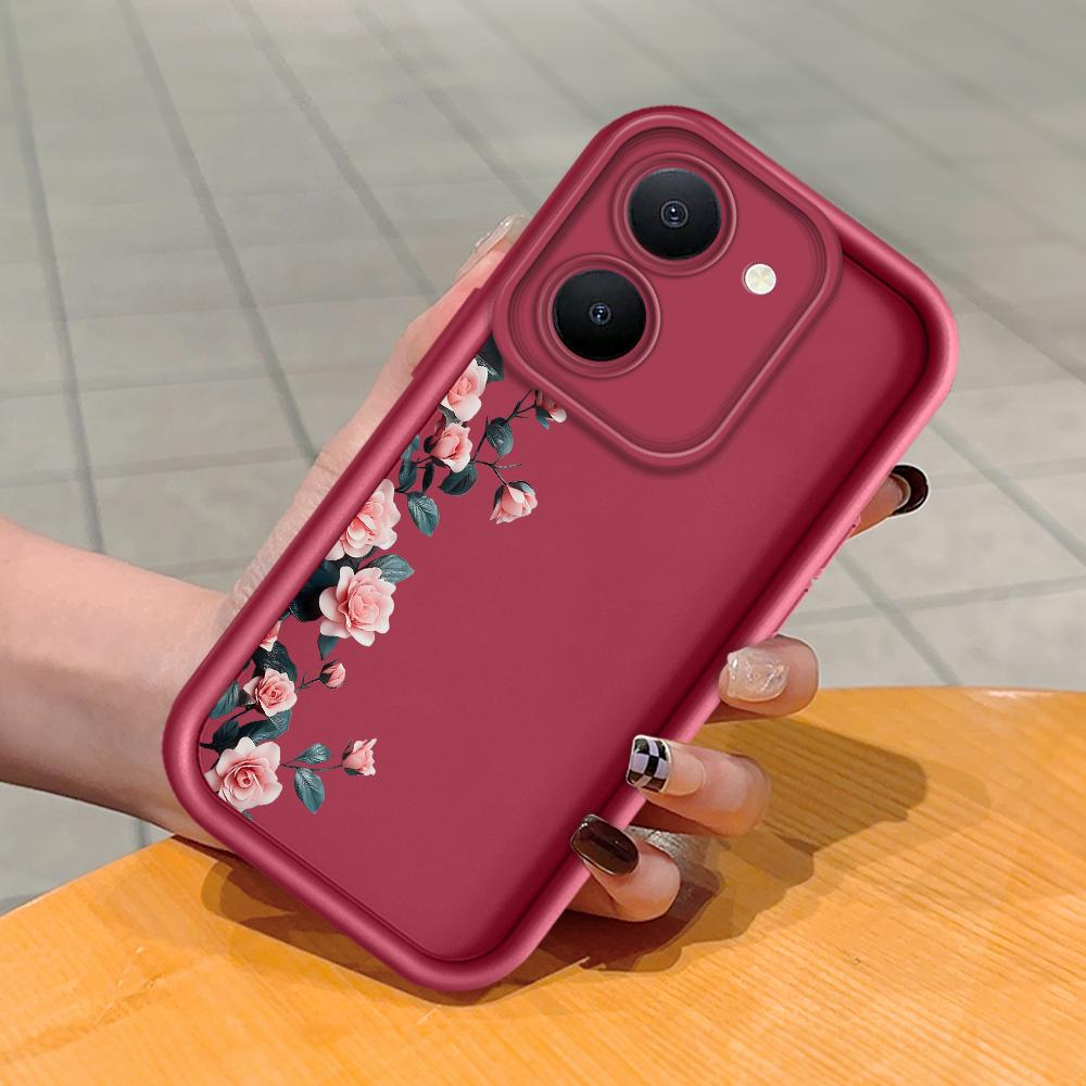 Měkký silikonový čtvercový žebříkový vzor tisku Pouzdro telefonu Plný kryt fotoaparátu Ochranné pryžové pouzdro odolné proti nárazům pro Vivo