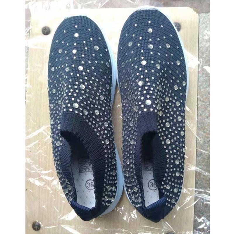 

9 цветов Rimocy, блестящие хрустальные туфли на плоской подошве, женские весенние дышащие вязаные кроссовки на платформе, женские удобные нескользящие спортивные туфли с мягкой подошвой 39 темно-синий