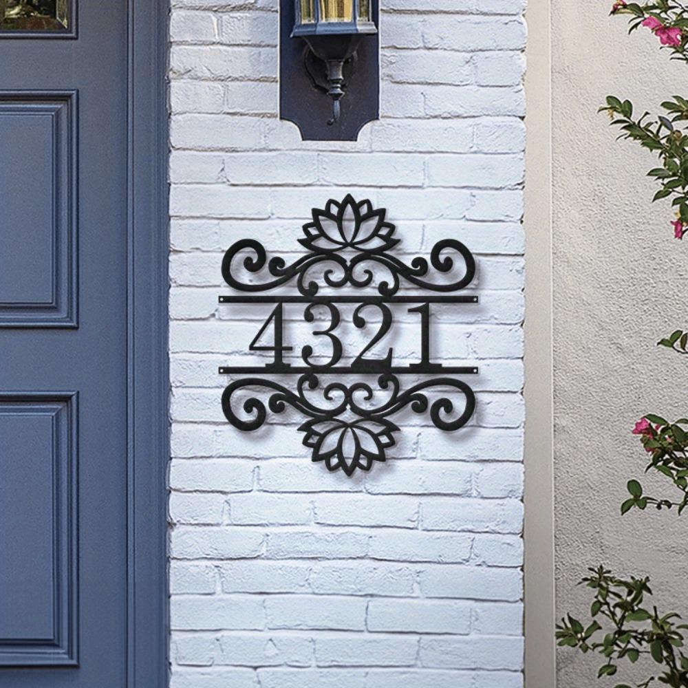 Metal Door Number Sign Wrought Iron Address Plates Modern House Number Home Decor Outdoor Gift