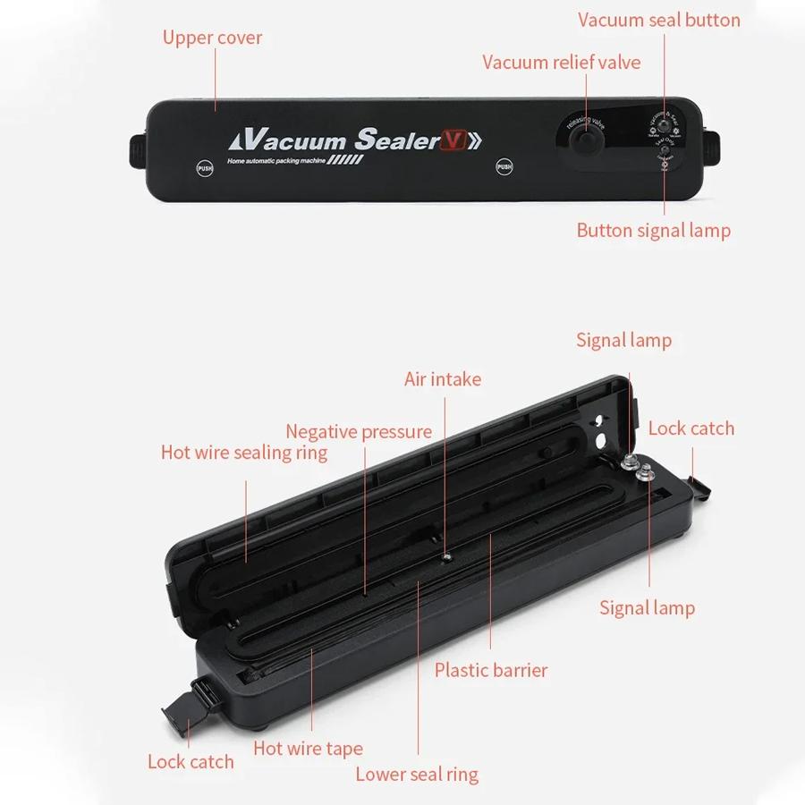 Vacuum Food Sealer Vacuum Sealer Food Storage Plastic Bags Sealer Vacuum Packaging Mini Food Preservation Machine Kitchen Tools
