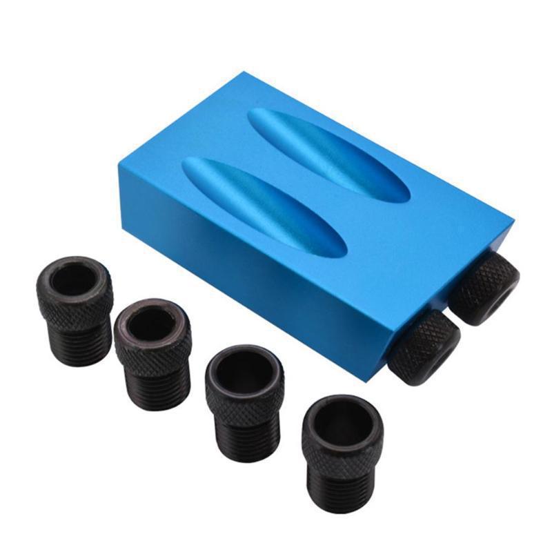 15° Blue Woodworking Pocket Hole Jig with Three-Pointed Drill Locator and F Clamp