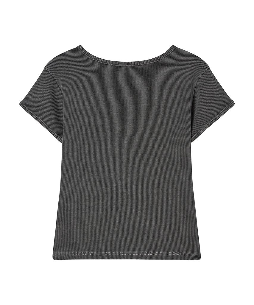 AWESOME STUDIO Pigment Ribbed Graphic T-Shirt Charcoal