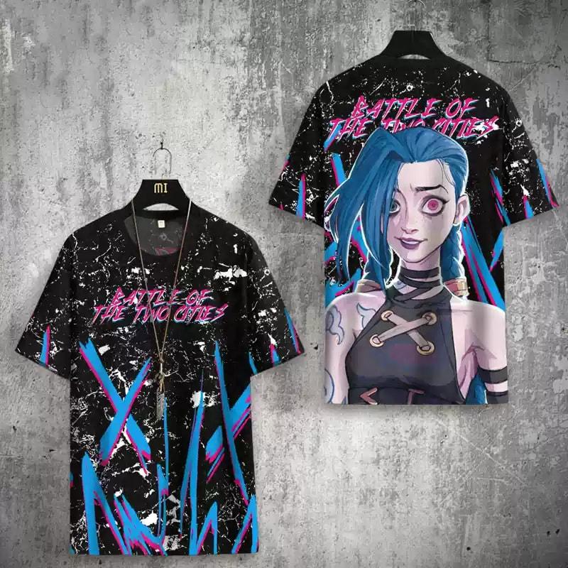 

Футболки Arcane League Jinx с 3D-принтом для мужчин/женщин, футболки для взрослых с аниме-стилем, модные футболки Harajuku с героями мультфильмов, детские топы Y2k, одежда для косплея 4XL