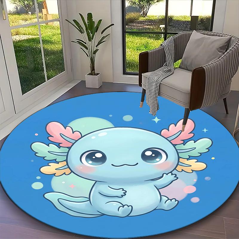 

Cute Furry Creature Axolotl Print Round Rug, Multi-functional Office Chair Sofa Carpet, Easy Clean Carpet for Home and Living Spaces Diameter 60cm