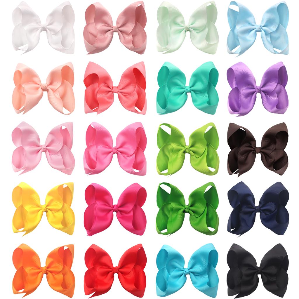 4Pcs/lot 6''Solid Color Grosgrain Ribbon Bows Hair Clips For Cute Girls Large Handmade Hairpins Barrettes Kids Hair Accessories