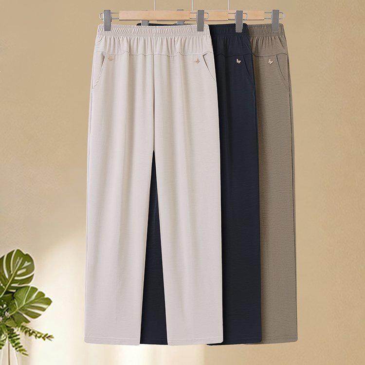 

Mom s Spring & Fall High Waist Loose Plus Size Trousers for Middle-aged & Elderly Women XL хакі
