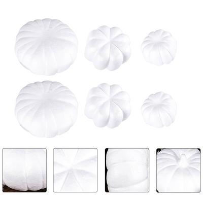 6 PCS Foam White Germ Pumpkin Ornament Festival Supplies Craft Party Decoration