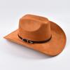 Suede Western Cowboy Hat For Men Women Vintage Rolled Brim Cowgirl Jazz Hats Outdoor Travel Knight Hats