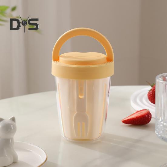 Cană pentru salată 501-600ml, design portabil, etanș, pentru salată, cu lingură, sistem de drenaj îmbunătățit