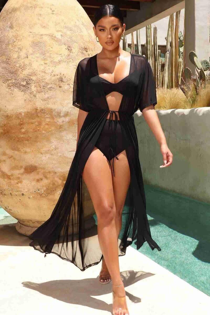 Пляжное платье Angelsin из тюля и парео, черное стильное