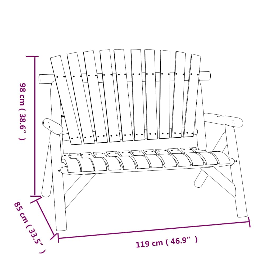 vidaXL Gartenbank 2-Sitzer 119x85x98 cm Massivholz Fichte