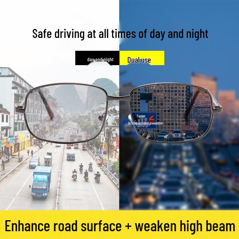 Men's Square Foldable Color-Changing Polarized Sunglasses with UV Protection for Driving and Fishing