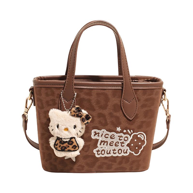 2025 Autumn/Winter Retro Leopard Print Women's Versatile Bucket Handbag - Simple Commute Crossbody & Shoulder Bag