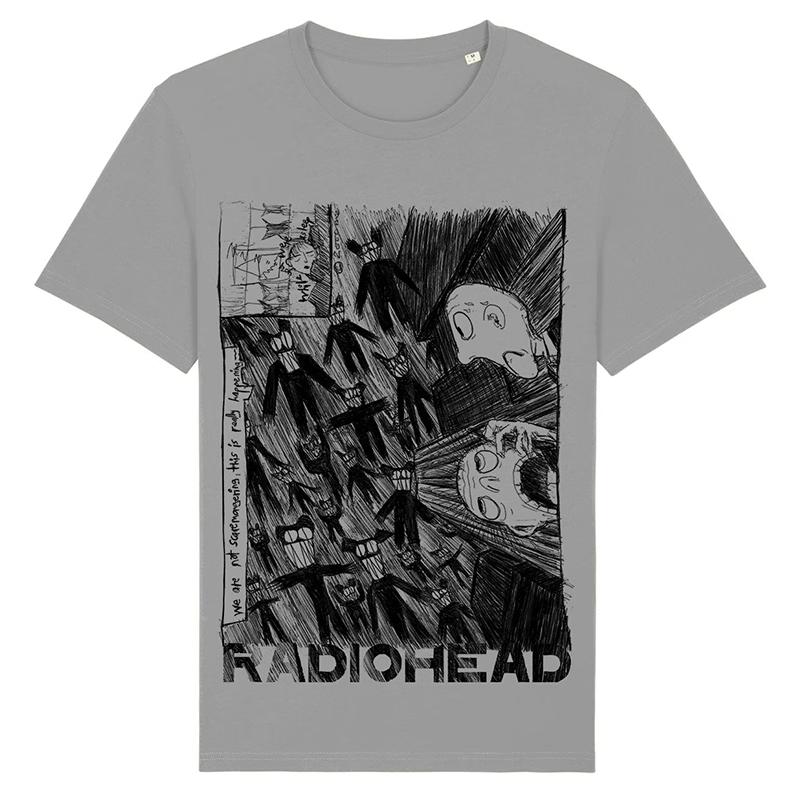 2025 Radiohead, Americké retro klasické nadměrné tričko s krátkým rukávem z rockové punkové kapely
