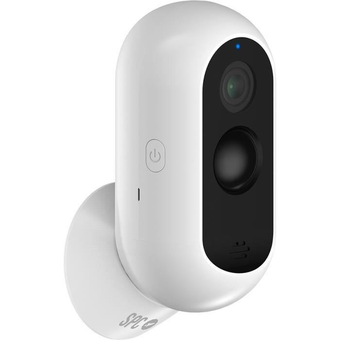 SPC Magnes 3 – Caméra surveillance WiFi int/ext batterie 9600 mAh, vision nocturne, étanchéité IP65 et détection mouvement