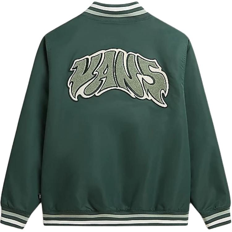 Vans Dunton Logo Print Baseball Collar Long Sleeve Jacket Men Jackets Green VN000G81BDX