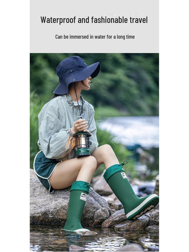 Černé Vodotěsné Letní Holínky s Dlouhou Holení - Odolné Boty do Vody pro Venkovní Nošení