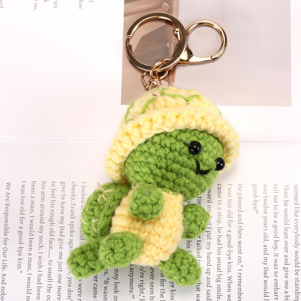 Ocean Series Knitted Animal Doll Keychain For Bag Pendant Funny Turtle Crochet Keychain Clown Fish Keychain Custom Accessories